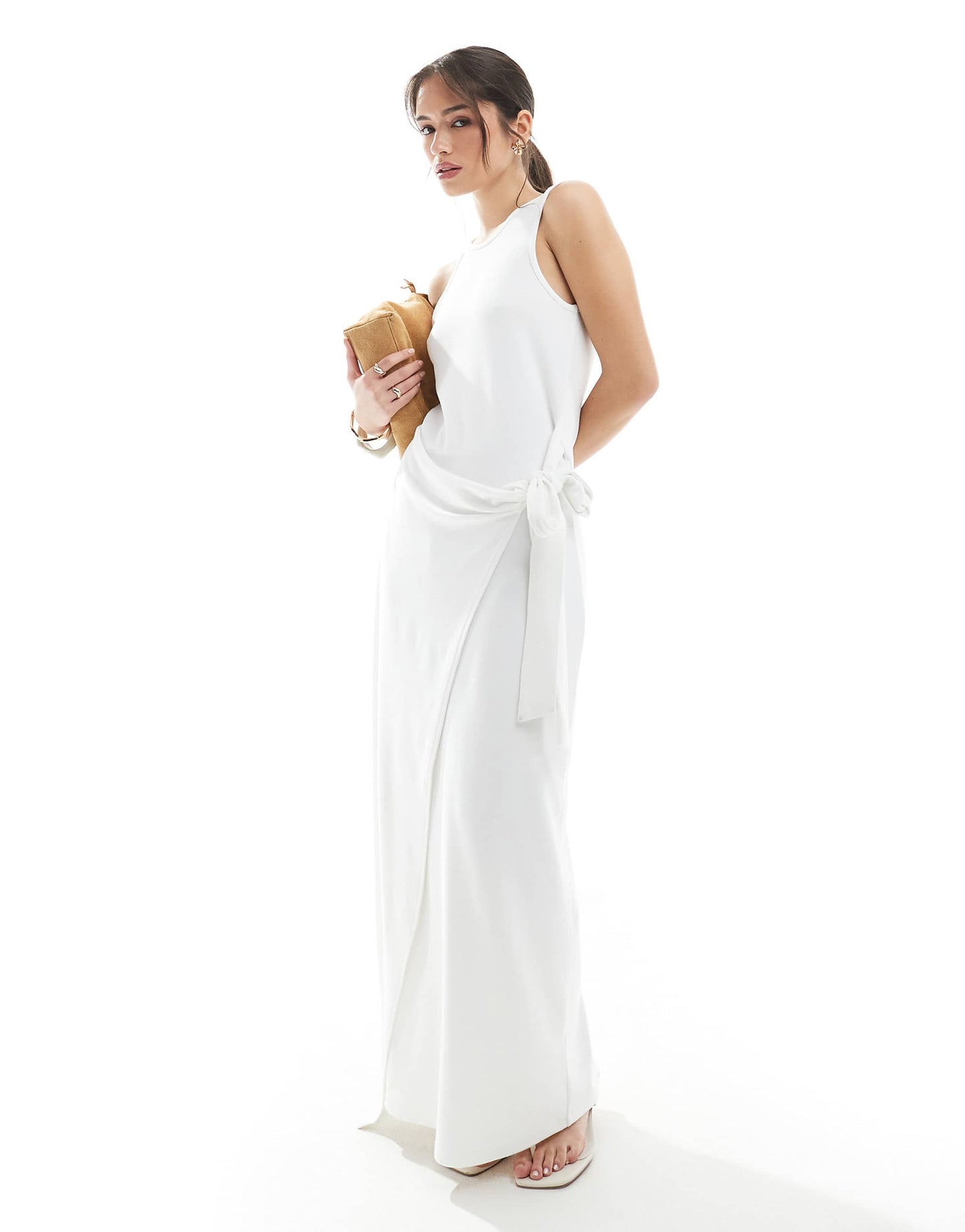 Sleeveless Drape Tie Side Maxi Dress