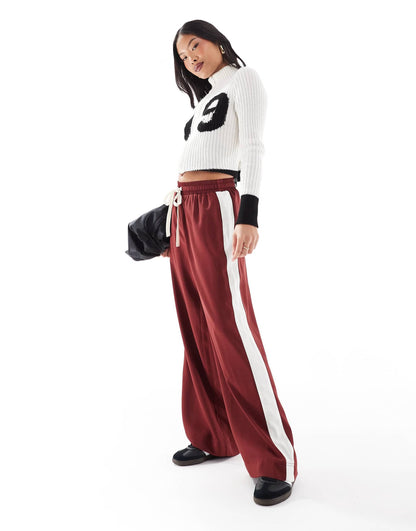 Petite Pull On Trousers With Contrast Panel