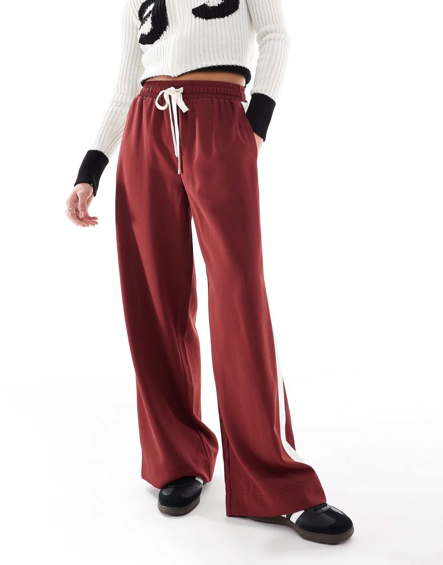 Petite Pull On Trousers With Contrast Panel