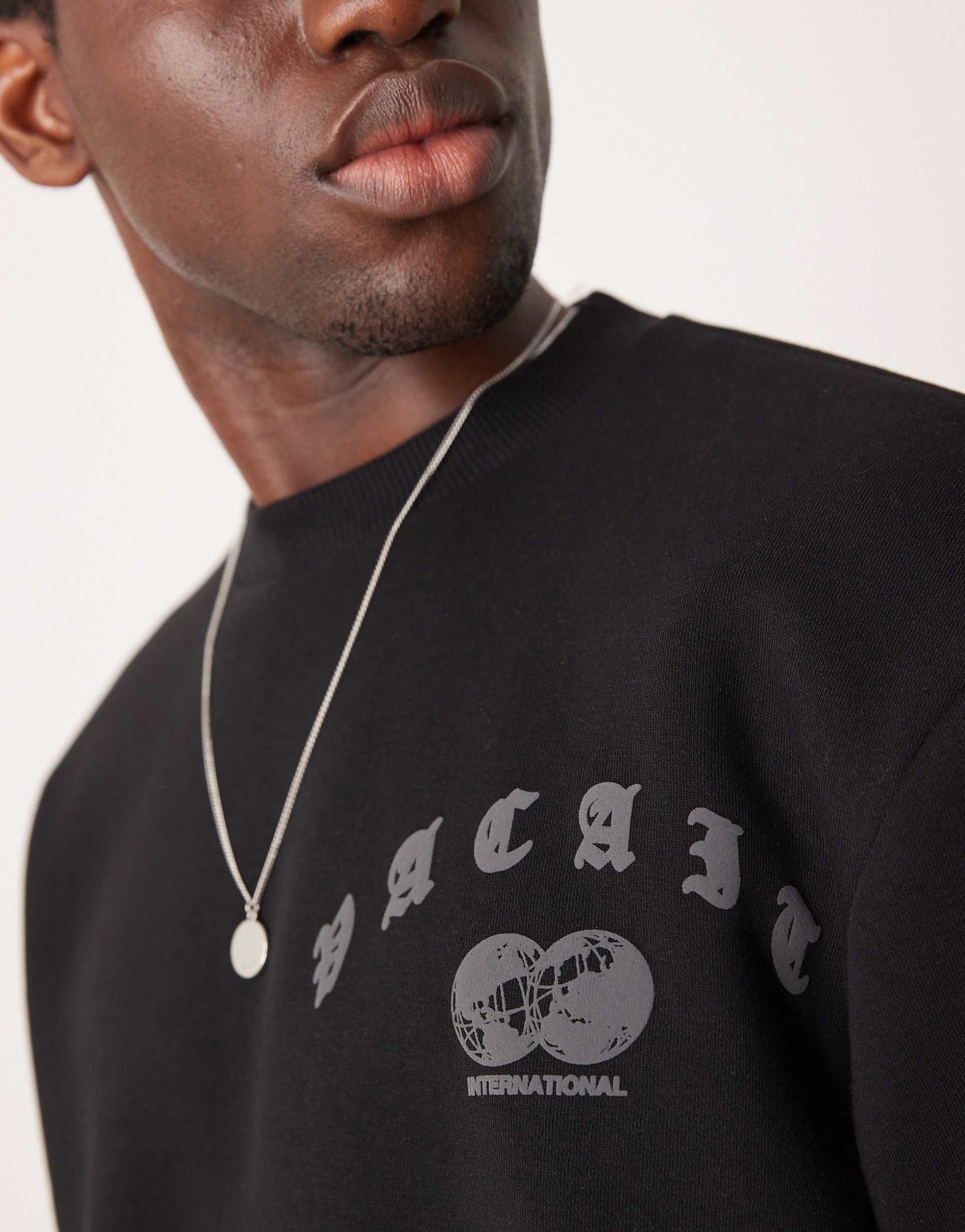 Oversized Cropped Sweatshirt With Chest Print