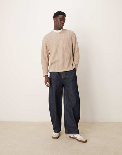 Relaxed Boxy Lightweight Jumper With Cable Texture