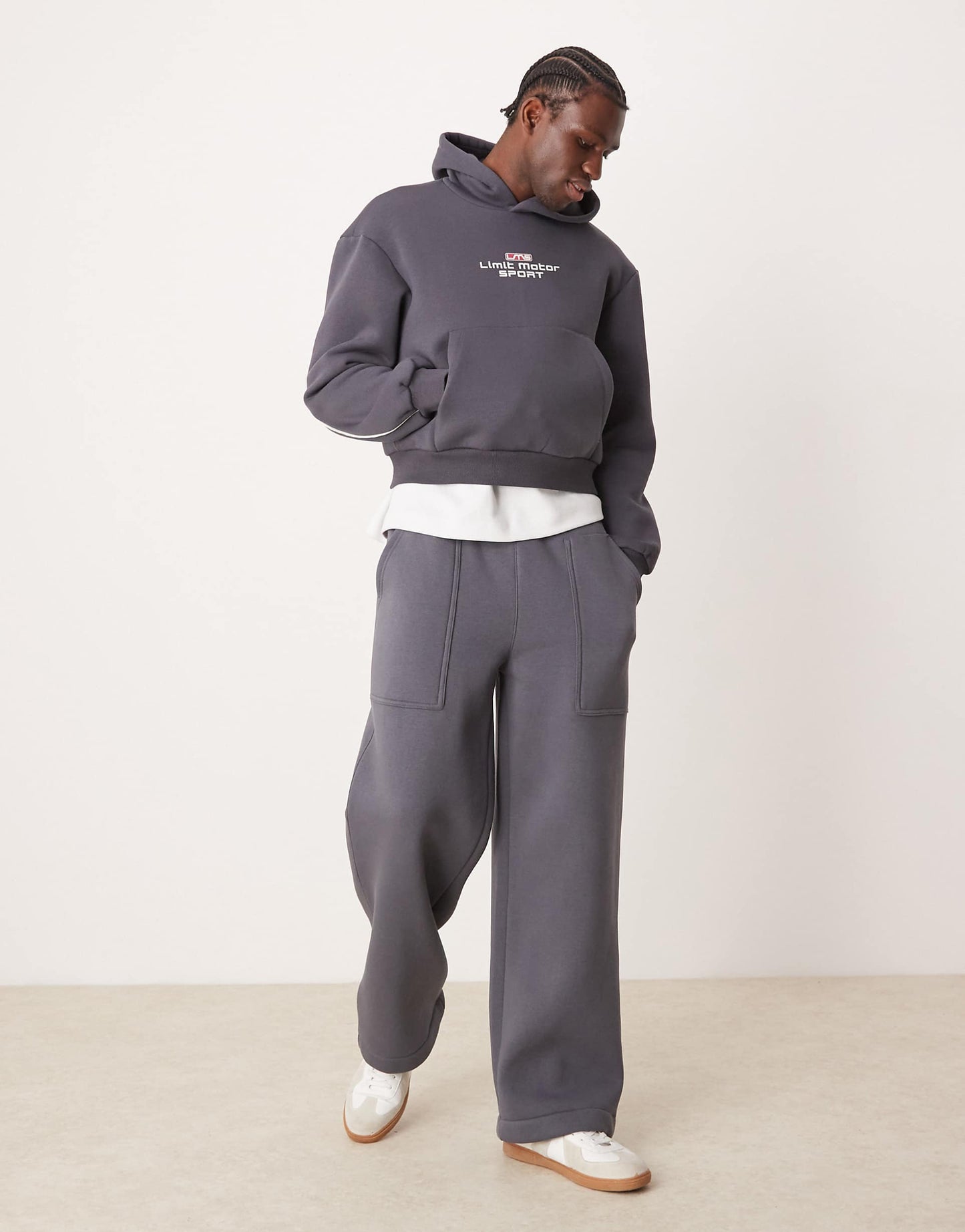 Oversized Dropped Shoulder Hoodie With Piping And Print