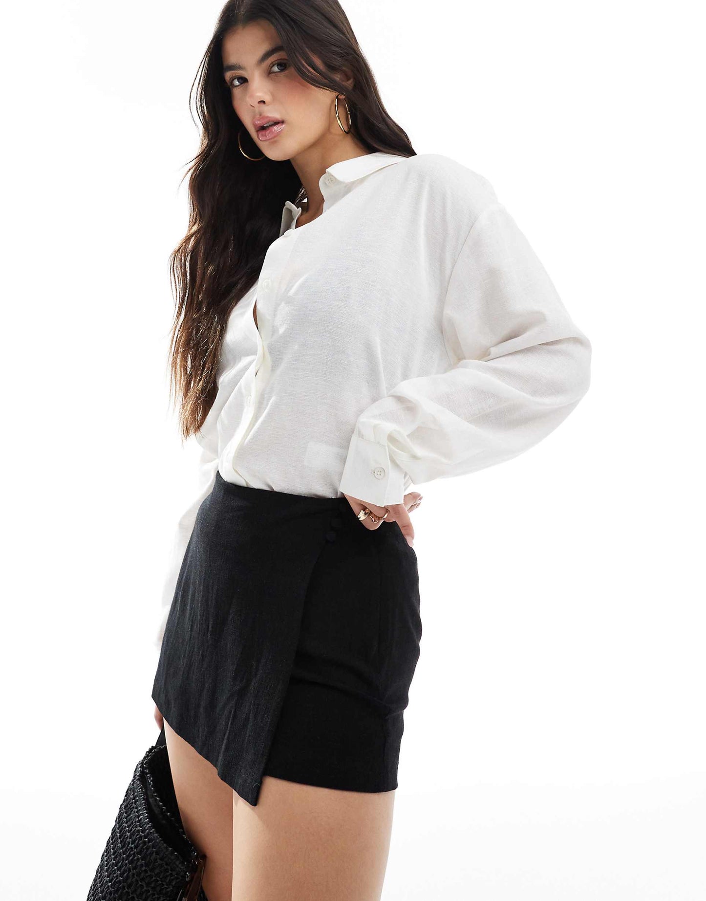 Linen Look Wrap Skort