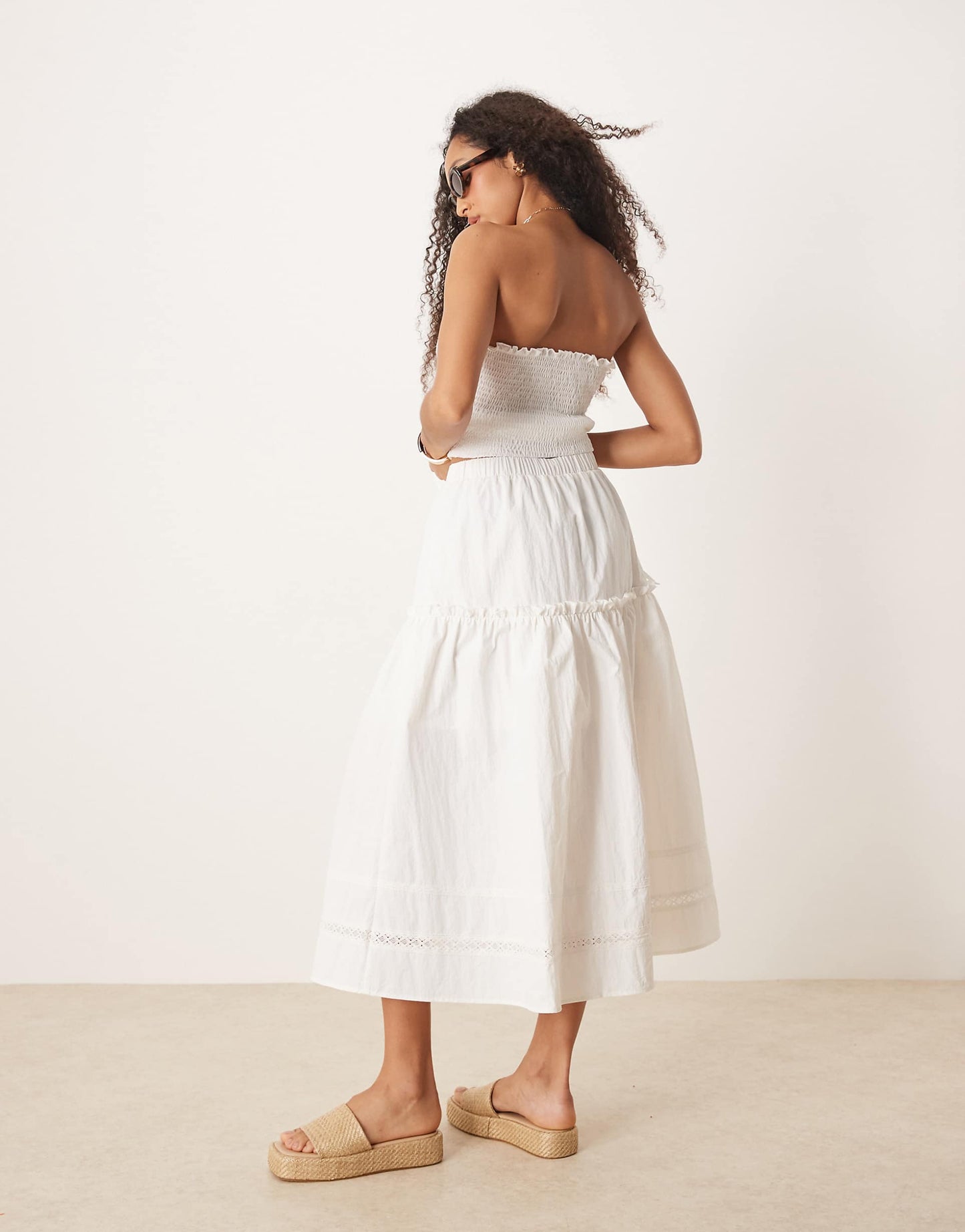 Boho Midi Skirt With Embroidered Hem