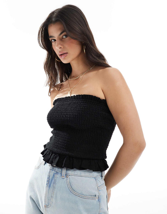 Shirred Bandeau Top