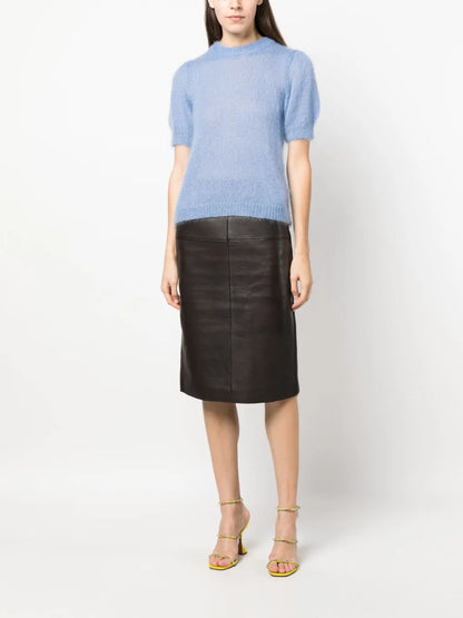 Panelled Leather Pencil Skirt