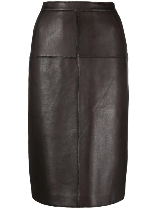 Panelled Leather Pencil Skirt