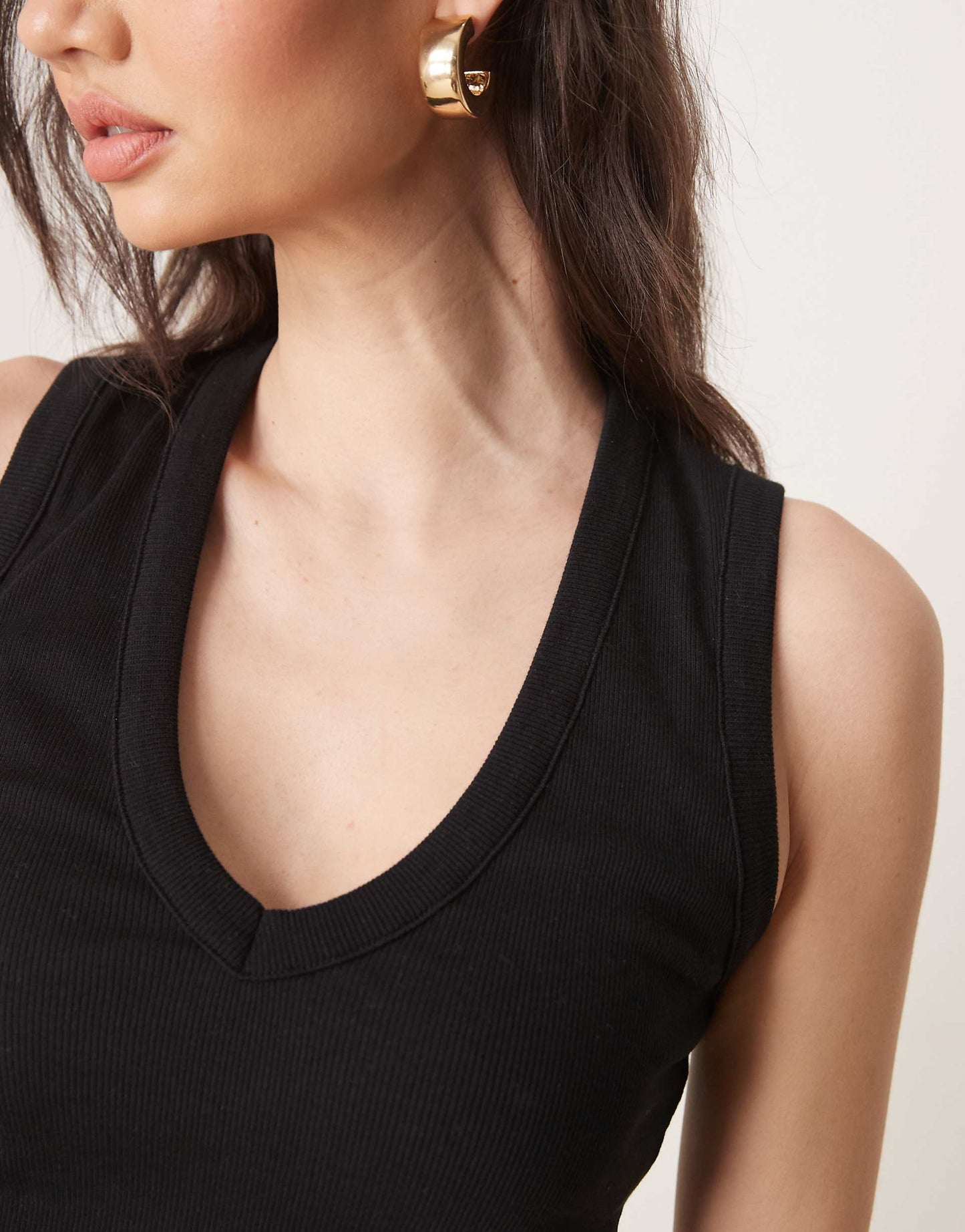 Ribbed V Neck Vest