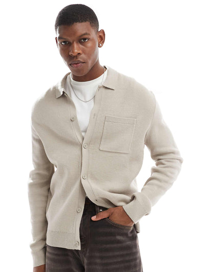 Knitted Pocket Detail Cardigan