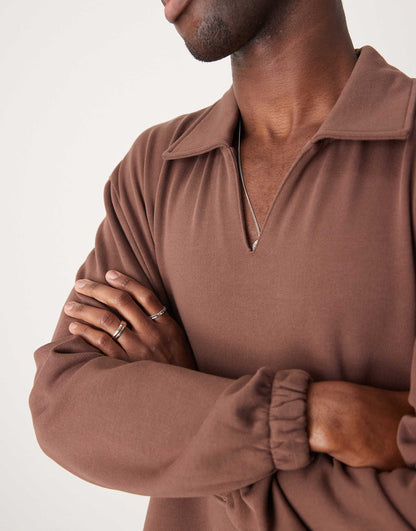 Boxy Oversized Polo Sweatshirt