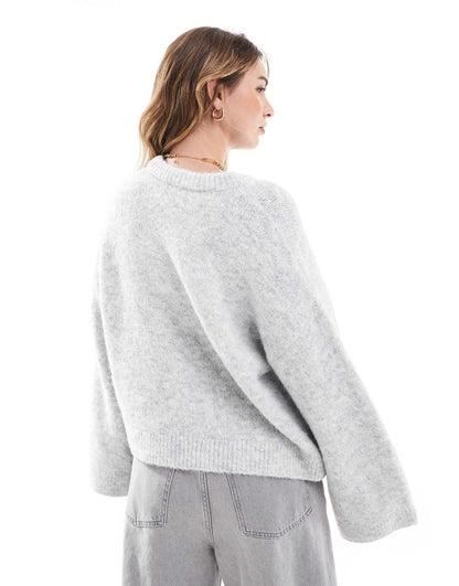 Wool Blend Fluffy Wide Sleeve Oversized Jumper