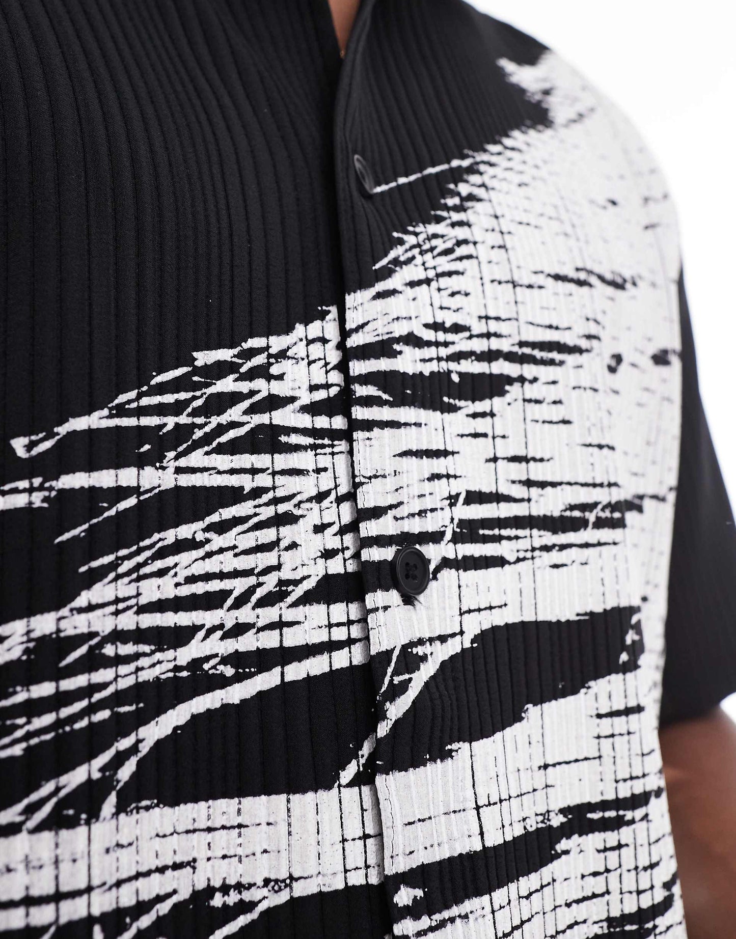 Textured Mesh Printed Shirt