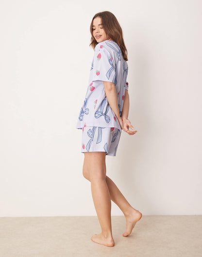 Bow & Berry Oversized Tee & Short Pyjama Set