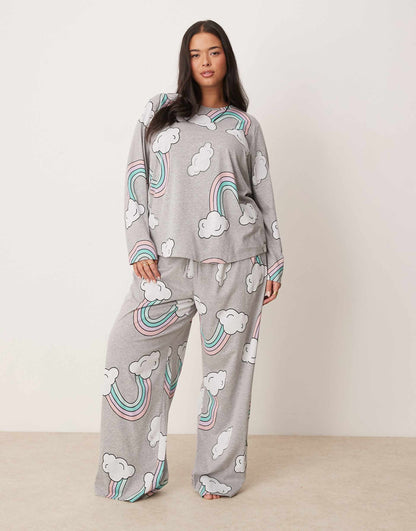 Curve Rainbow Long Sleeve Top & Trouser Pyjama Set