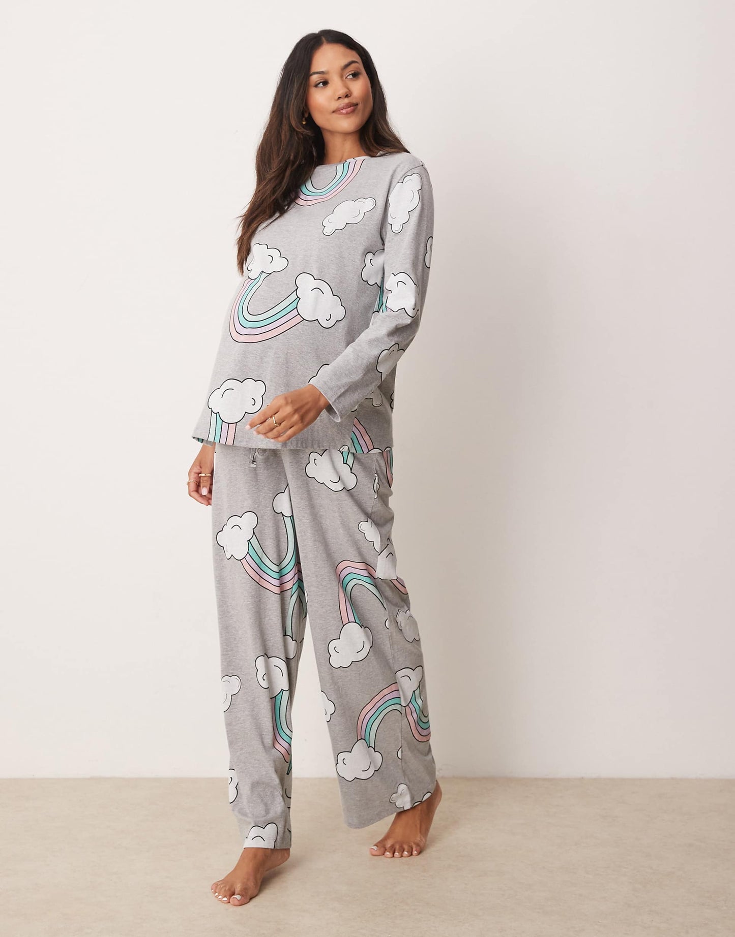 Maternity Rainbow Long Sleeve Top & Trouser Pyjama Set