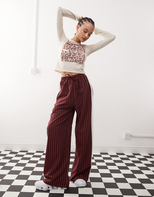 Pinstripe Trouser With Side Panel