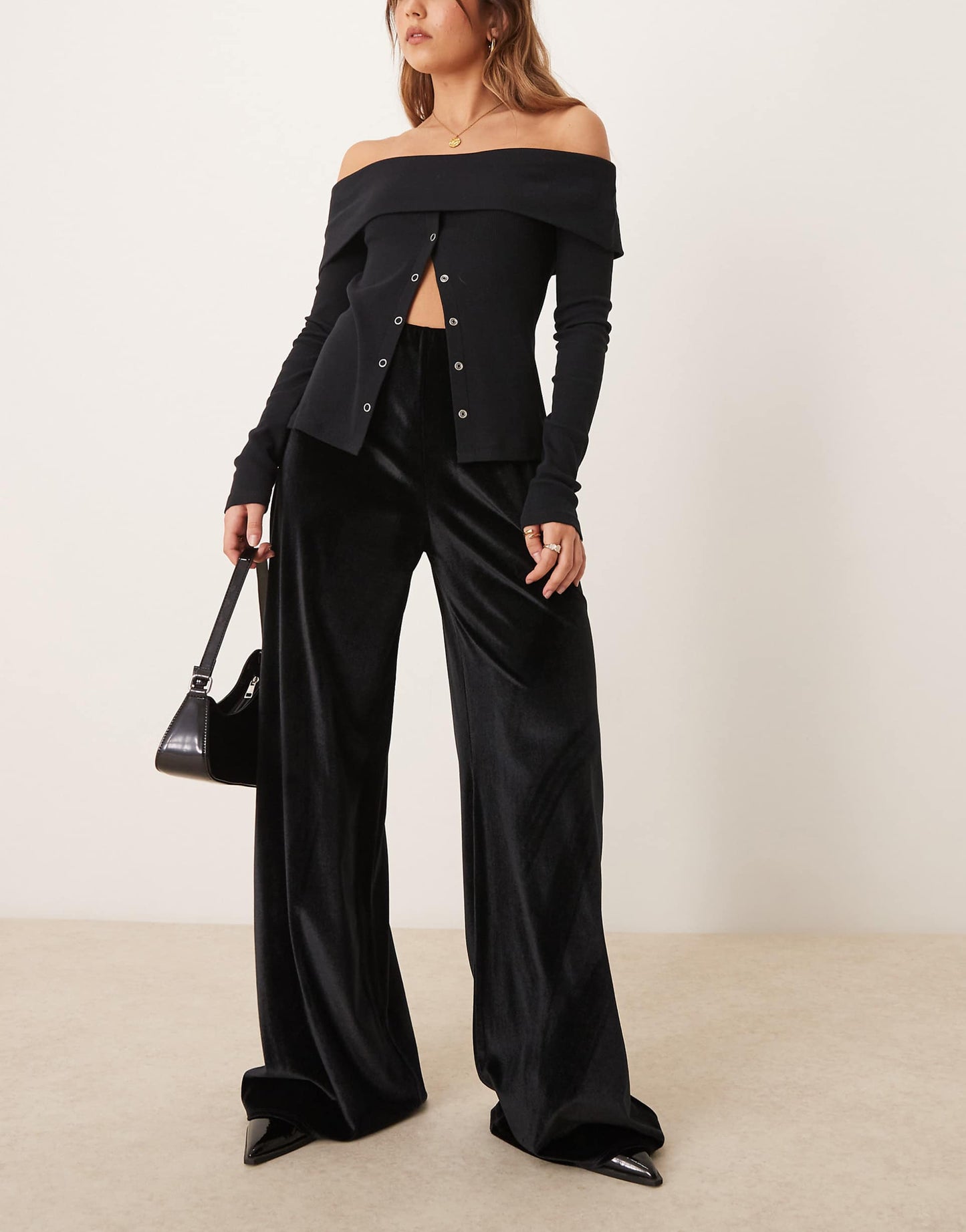 Velvet Wide Leg Trousers