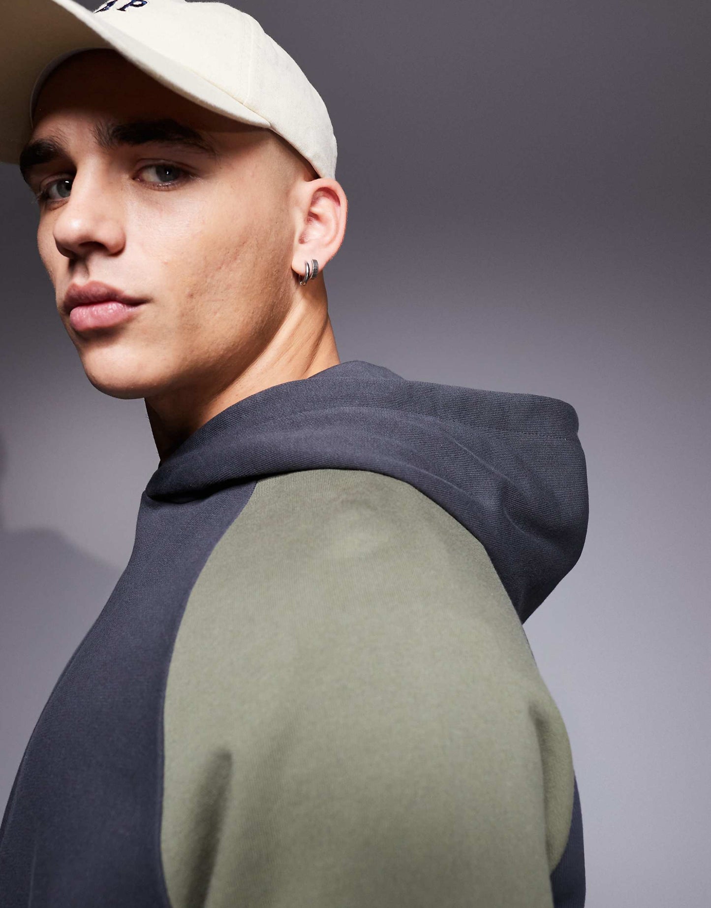 Oversized Hoodie With Colour Block