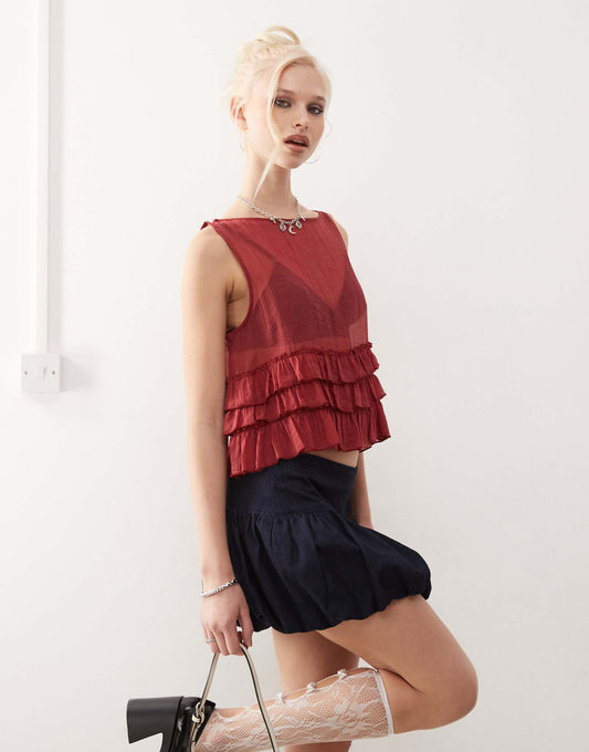 Lamina Unlined Ruffle Blouse
