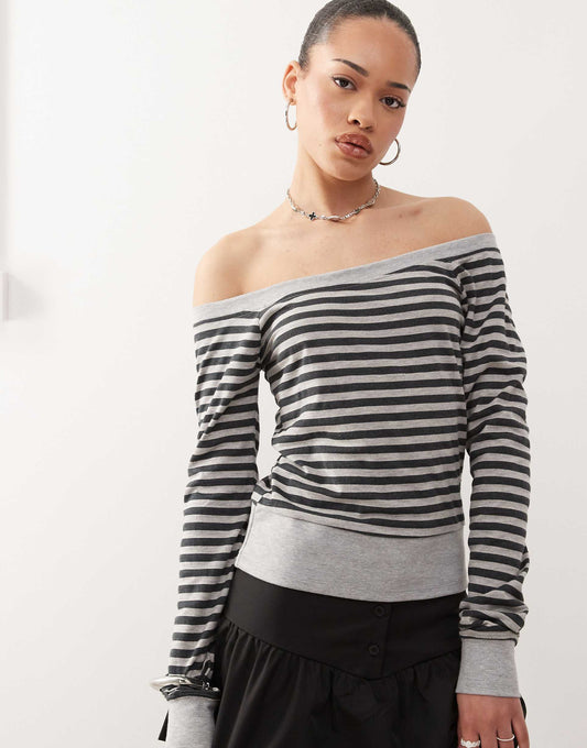 Yacin Slouchy Stripe Long Sleeve Top