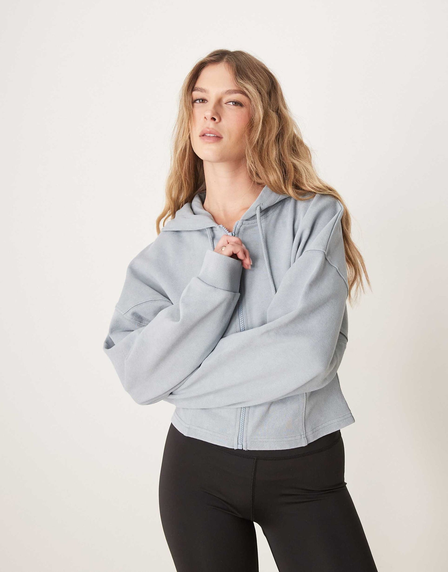 Seam Detail Zip Through Hoodie