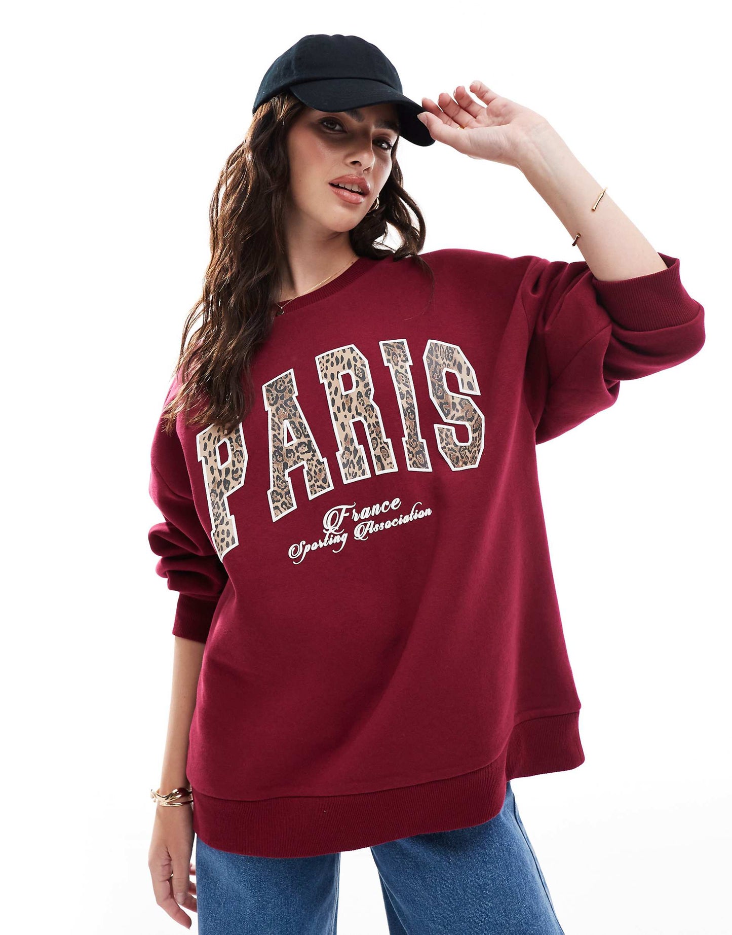 Sweatshirt With Leopard Paris Graphic