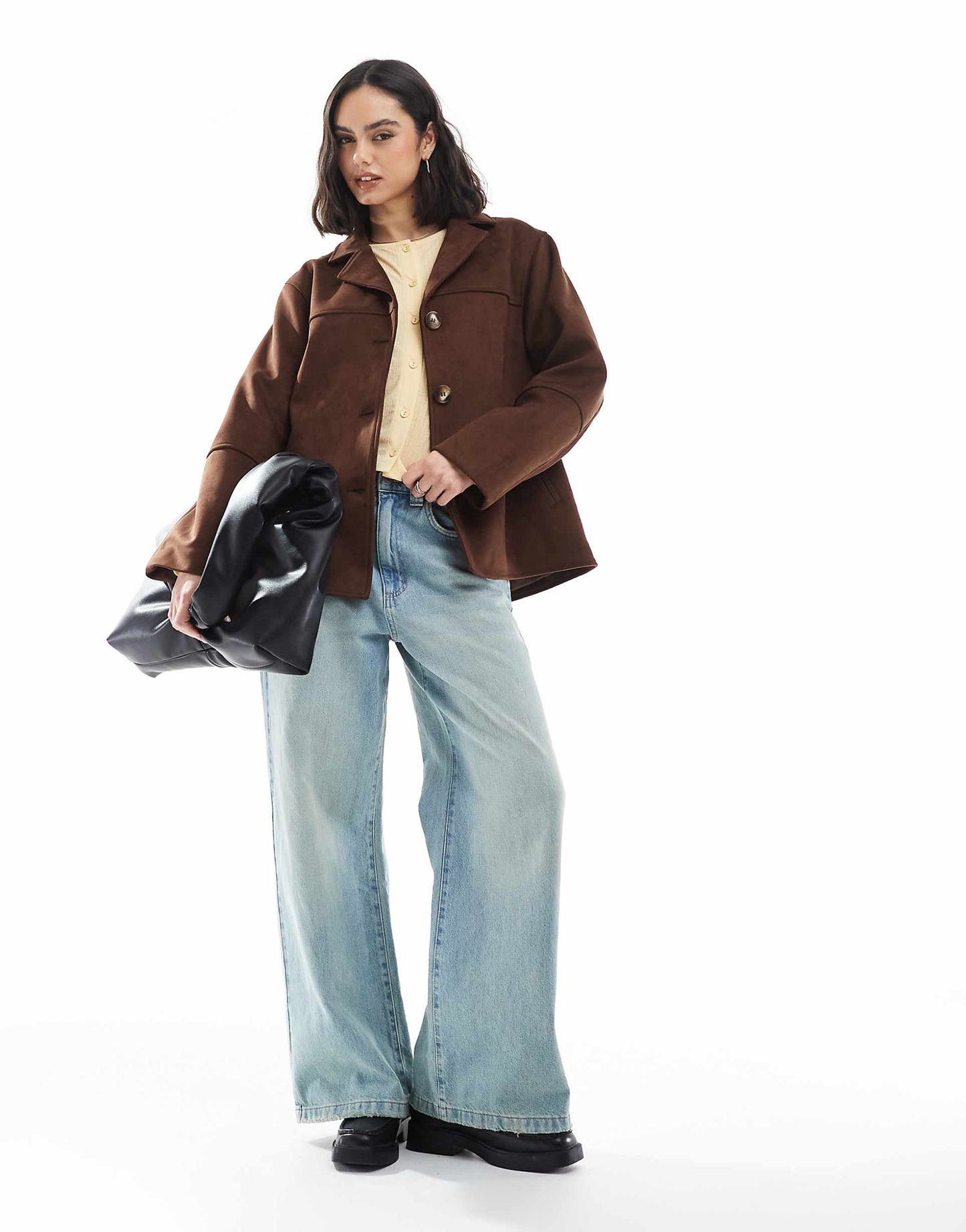 Faux Suede Button Front Jacket