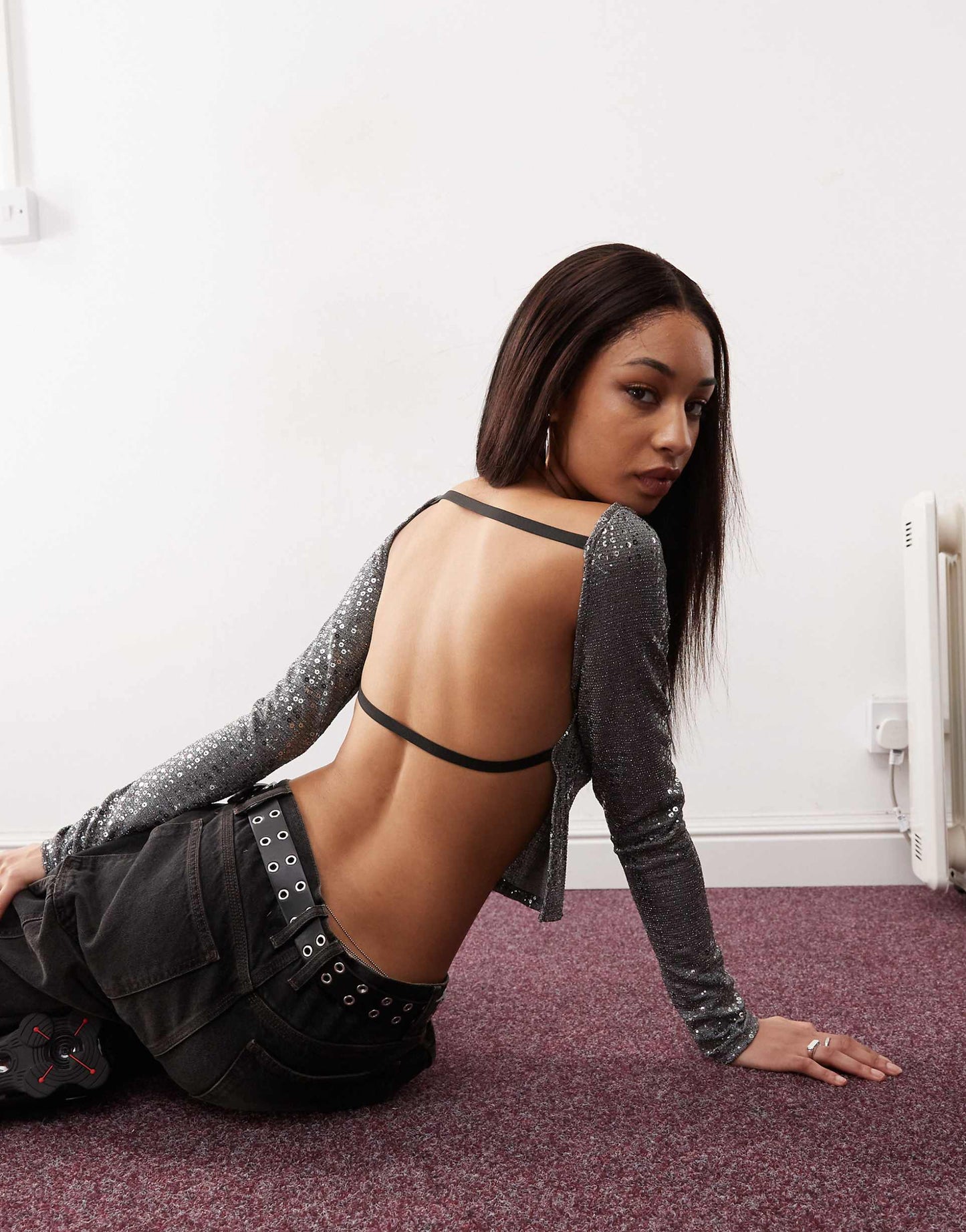 Backless Long Sleeve Top