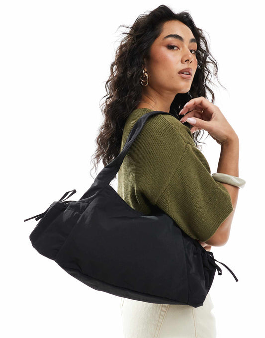 Slouchy Tote Bag With Tie Pockets