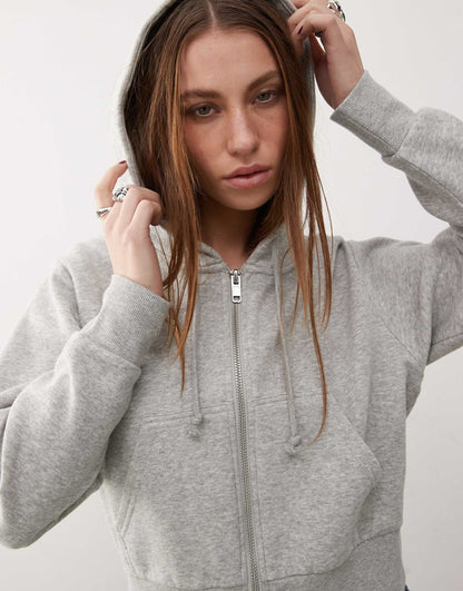 Cropped Zip Up Hoodie