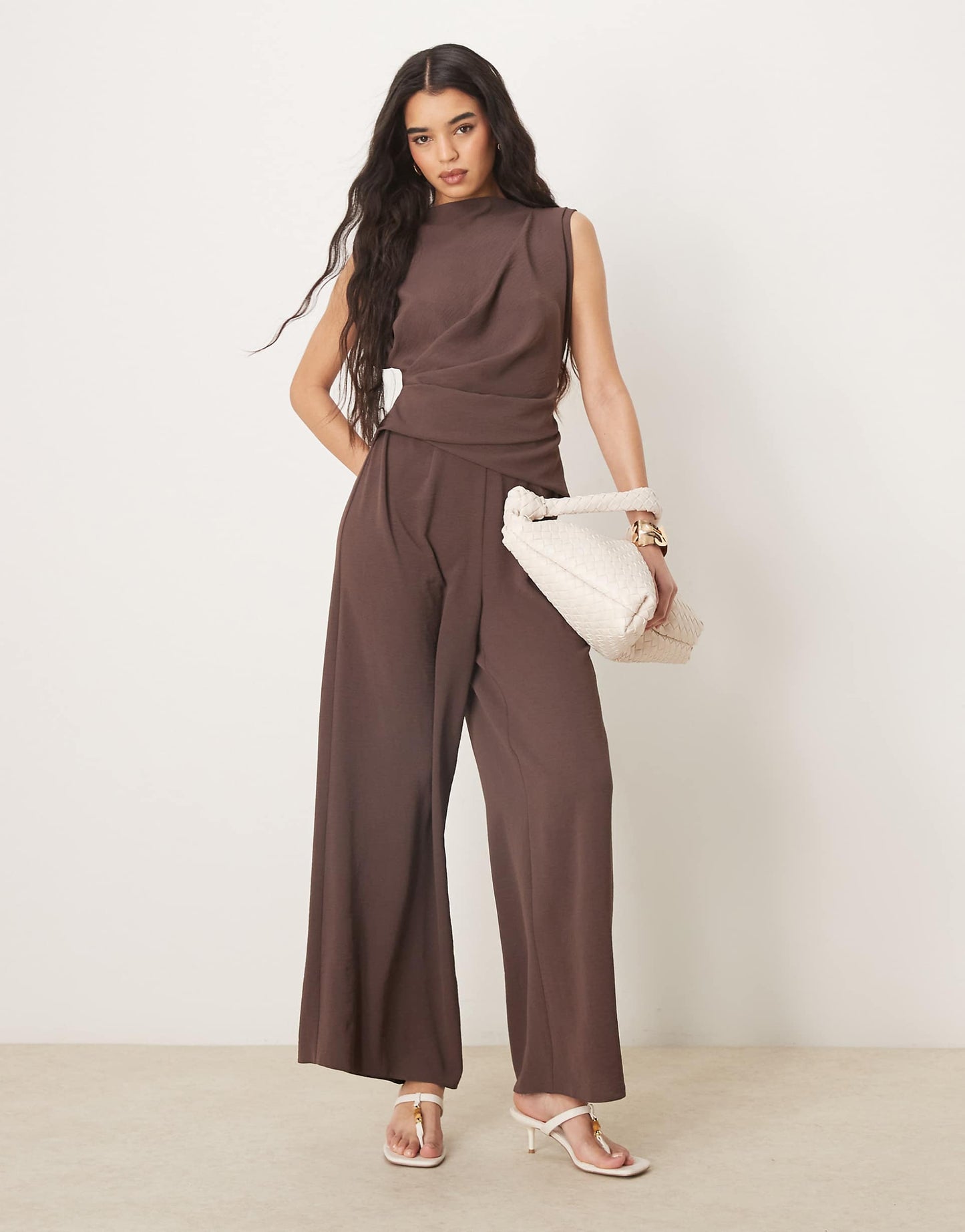 Gathered Waist Sleeveless Jumpsuit