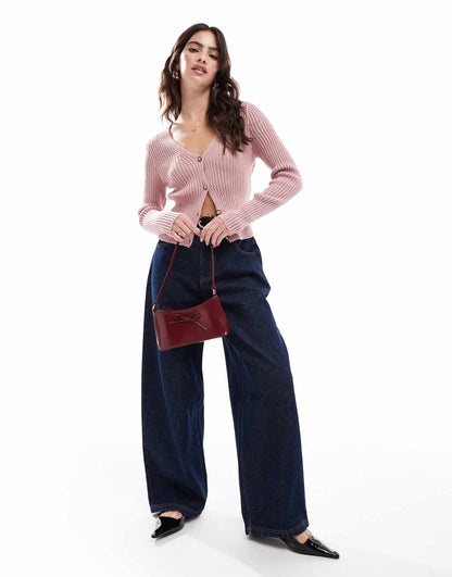 Rib V Neck Cardigan
