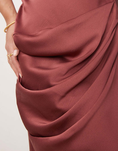 Curve Satin Flutter Sleeve Maxi Dress