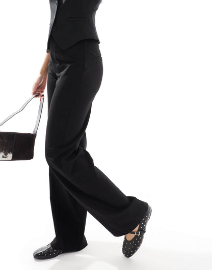 High Waisted Straight Leg Tailored Trousers