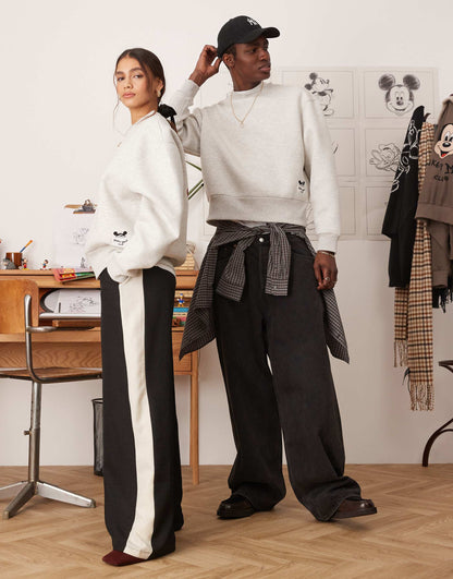 Disney Unisex Boxy Oversized Scuba Sweatshirt With Mickey Mouse Prints