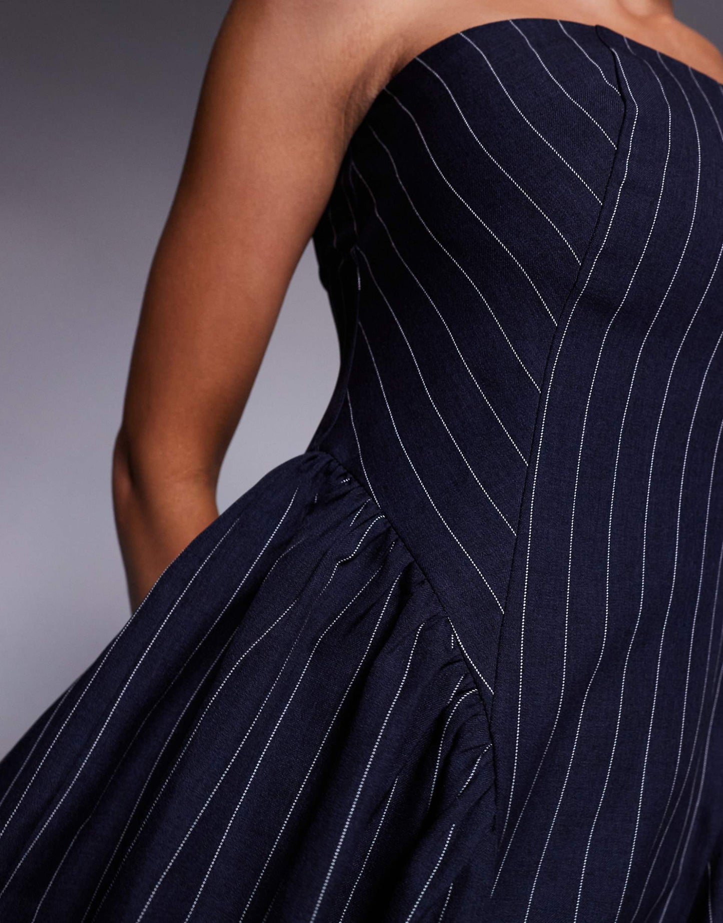 Pinstripe Bandeau Mini Dress