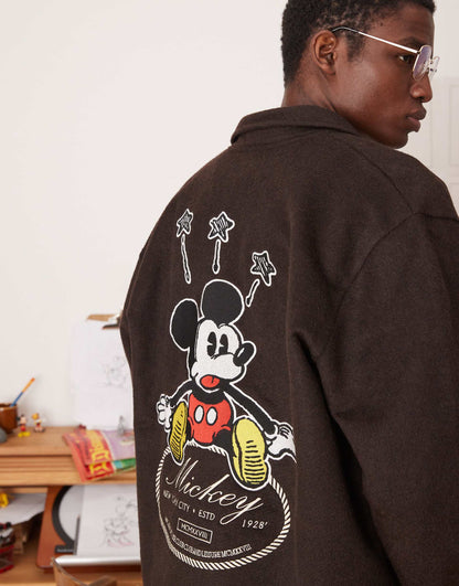 Disney Unisex Oversized Wool Harrington Jacket With Mickey Mouse Embroidery