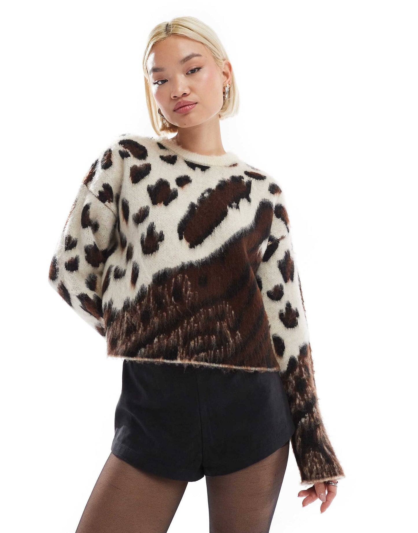 Crew Neck Leopard Print Jumper