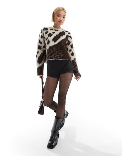 Crew Neck Leopard Print Jumper