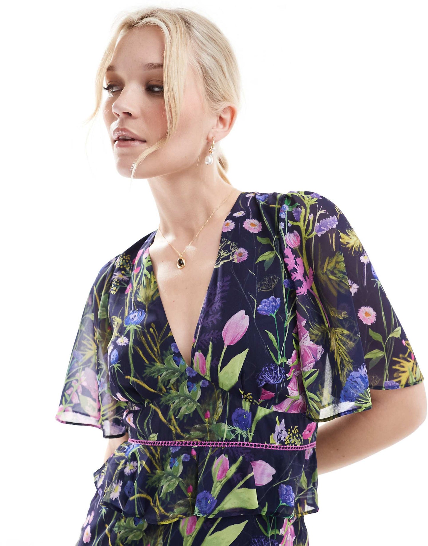 Midi Tea Dress With Peplum Waist