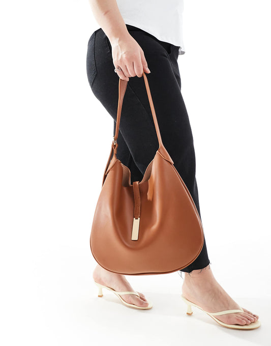 Slouchy Shoulder Bag With Clasp Detail
