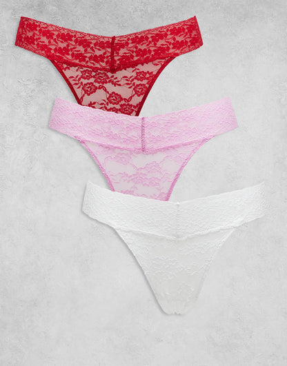 3 Pack Lacey Lace Thong