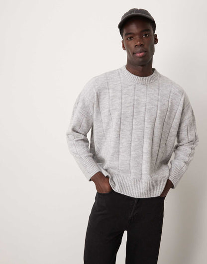 Super Oversized Boxy Crew Neck Jumper With Wide Rib