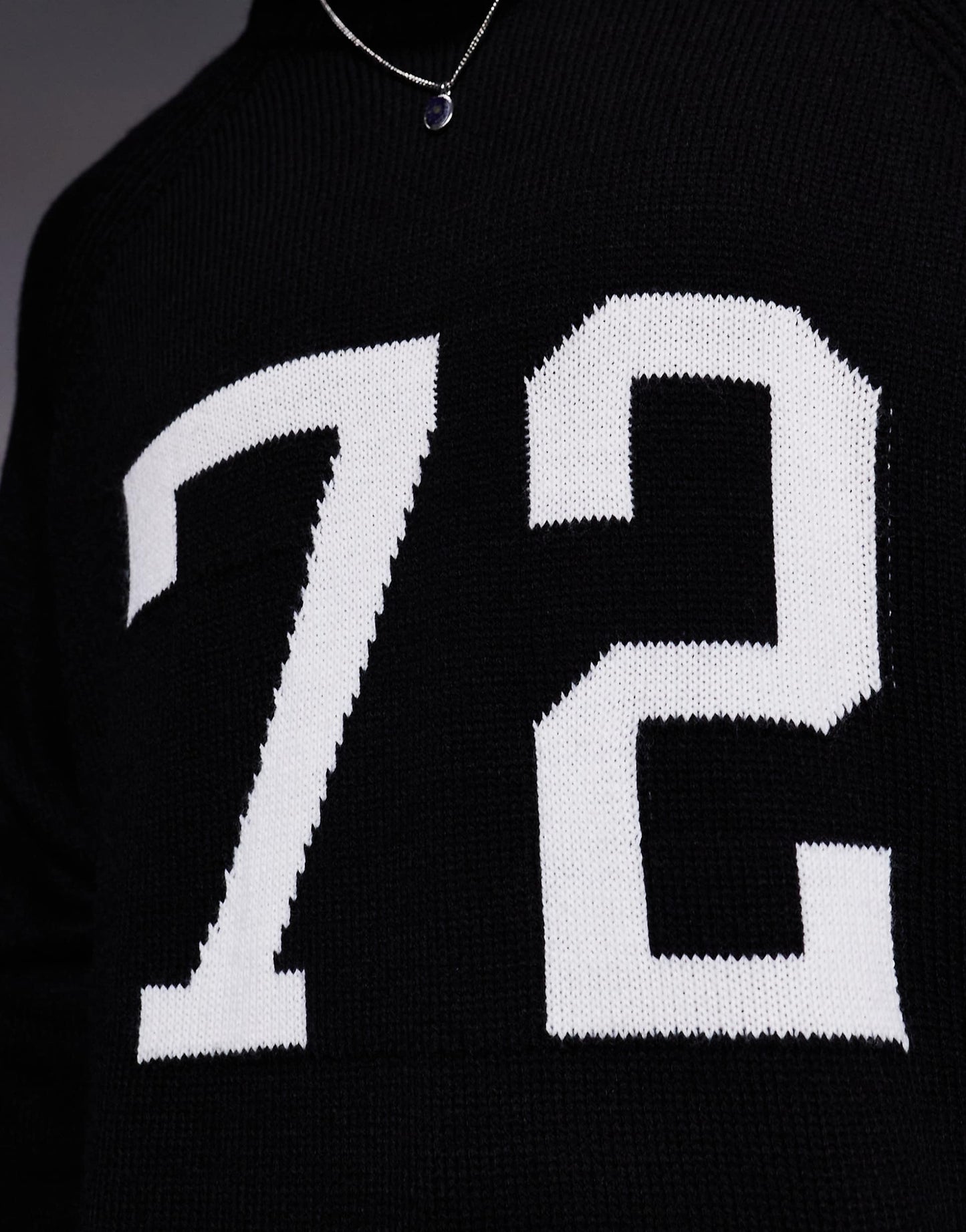 Super Oversized Boxy Fit Knitted Crew Neck Jumper With 90'S Number Pattern