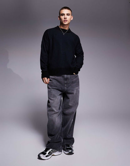 Oversized Boxy Fit Knitted Crew Neck Jumper