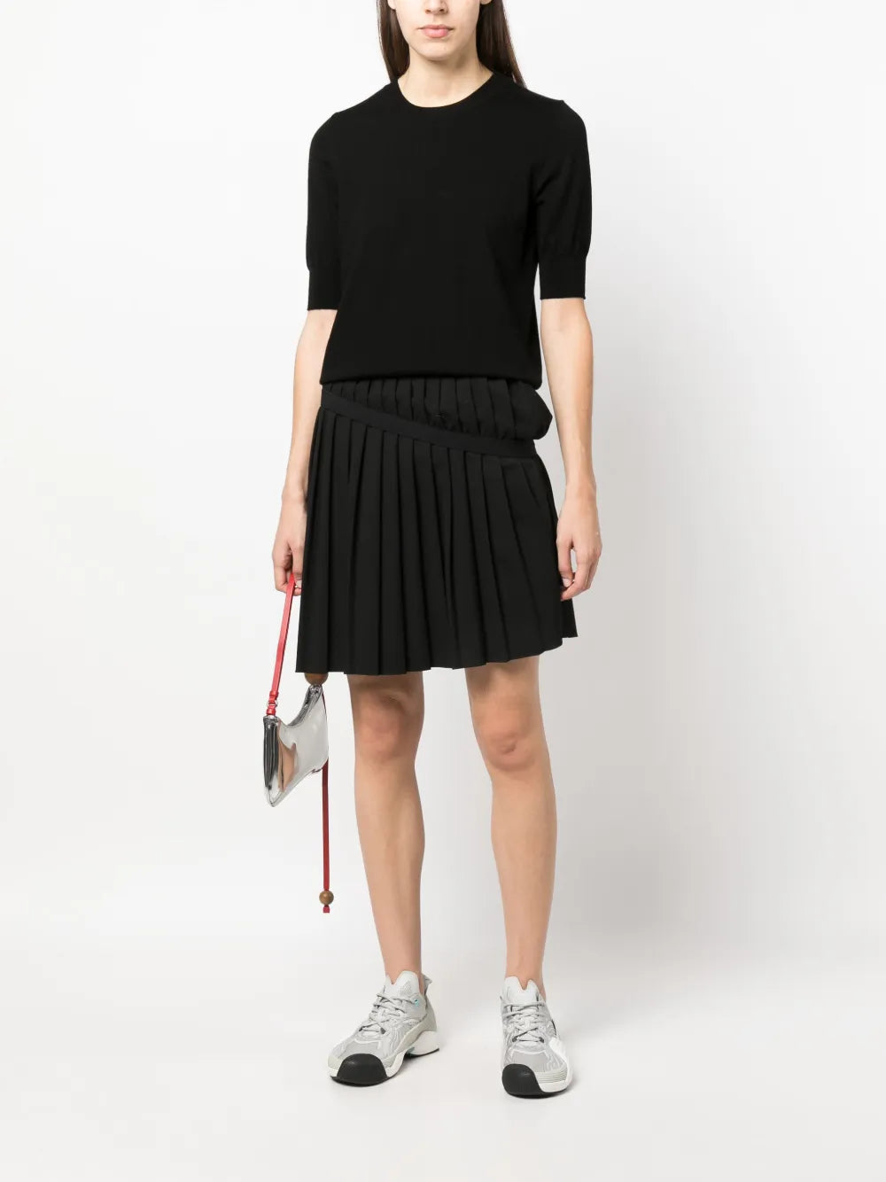 Short-Sleeved Wool-Blend Blouse