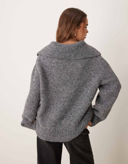 Wool Blend Knitted V Neck Jumper