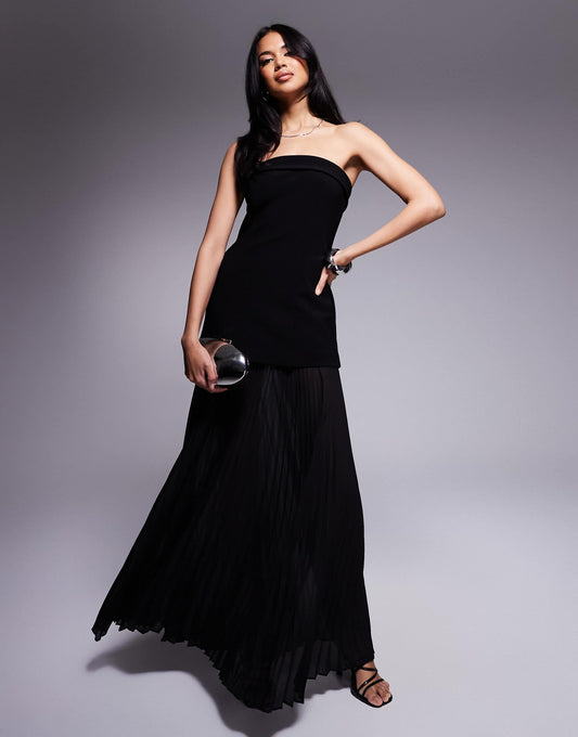 Pleated Sheer Midaxi Dress
