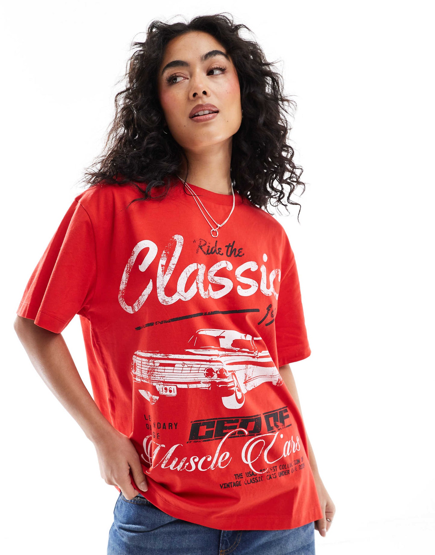 Oversized T-Shirt With Classic Car Graphic