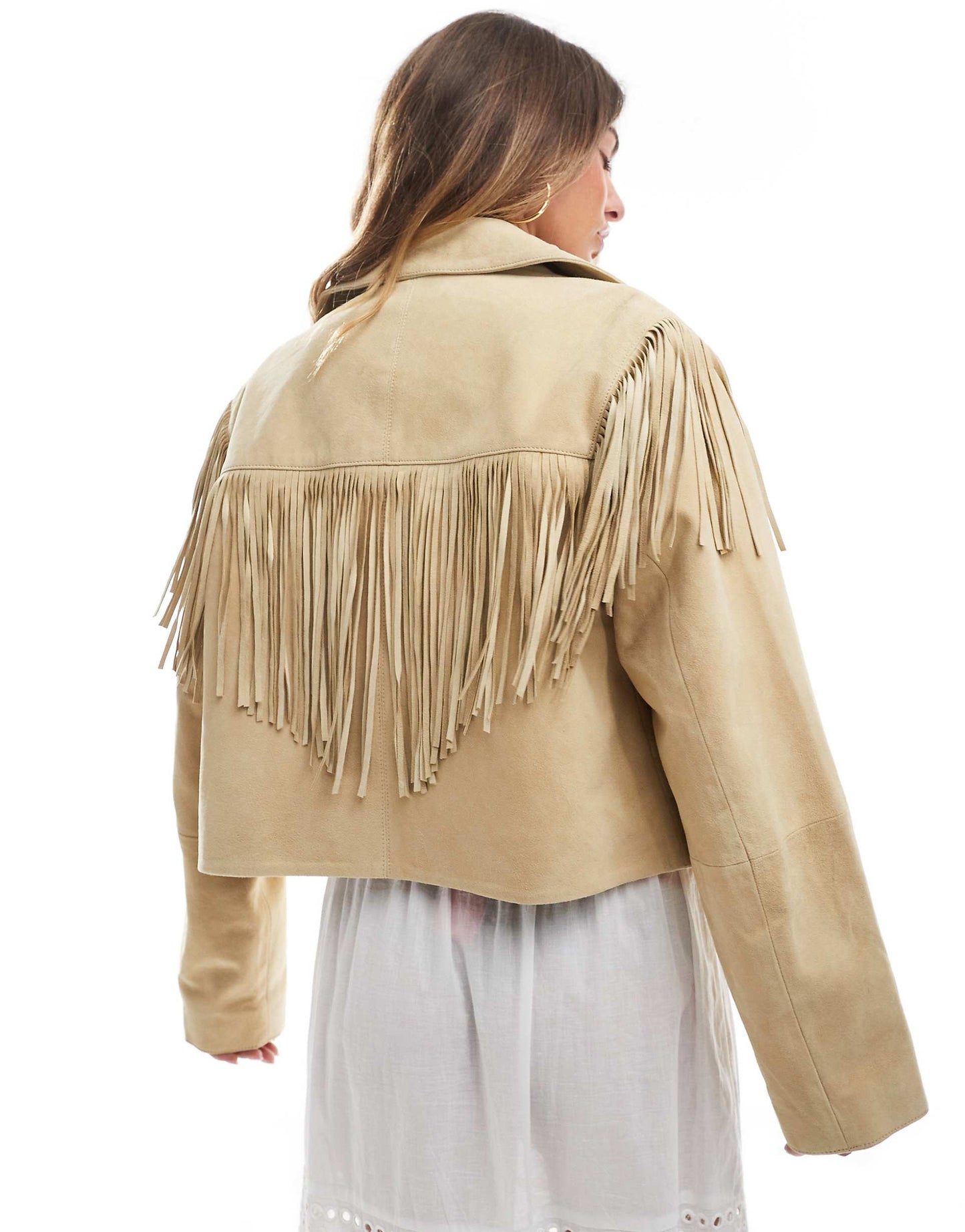 Double Breasted Real Suede Fringe Jacket